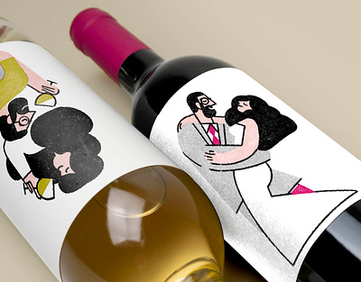 Wedding Wine Labels design illustration label minimal wedding wine