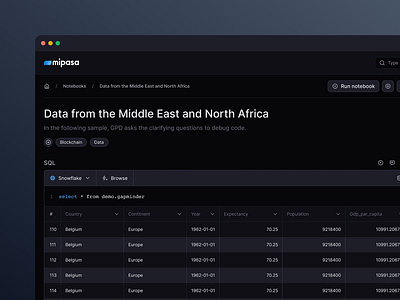 Mipasa / Notebook blockchain data ui