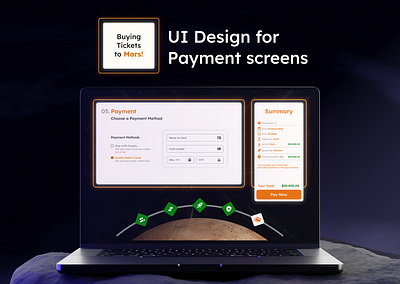 UI Design - Buying Tickets to Mars payment payment animation payment screen payment ui payment ux space ui ticket buying ui ux web web design web ui