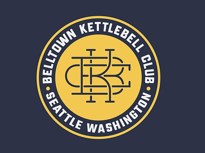 Belltown Kettlebell Club Badge badge branding crosffit design graphic design gym identity illustration kettlebell logo mark seattle