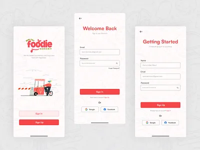 Log In & Sign Up Page for Food Delivery App app design app interface app ui delivery app food app food delivery log in page sign in page sign up ui ui design uiux ux visual design