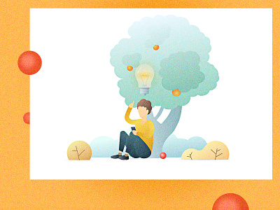 2D illustraion. Idea generation. 2d apple creative idea illustration tree