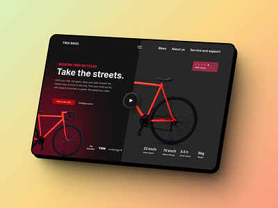 UI design for Trek Bikes app design bicycle ui design bicycle web design bike website cool web apps dark mode holiddin design landing page logo design ui bike design ui design ux design web design