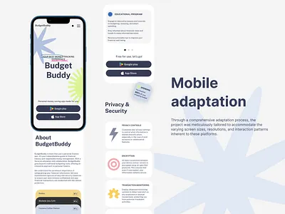 BudgetBuddy - the concept of personal financial app adaptation landingpage mockup prototype research ui uiux design user experience user interface ux web design