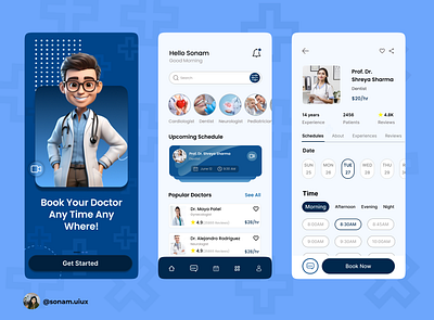 Doctor Booking App UI Design app design graphic design logo mobiledesign motion graphics ui uiuc uiux ux