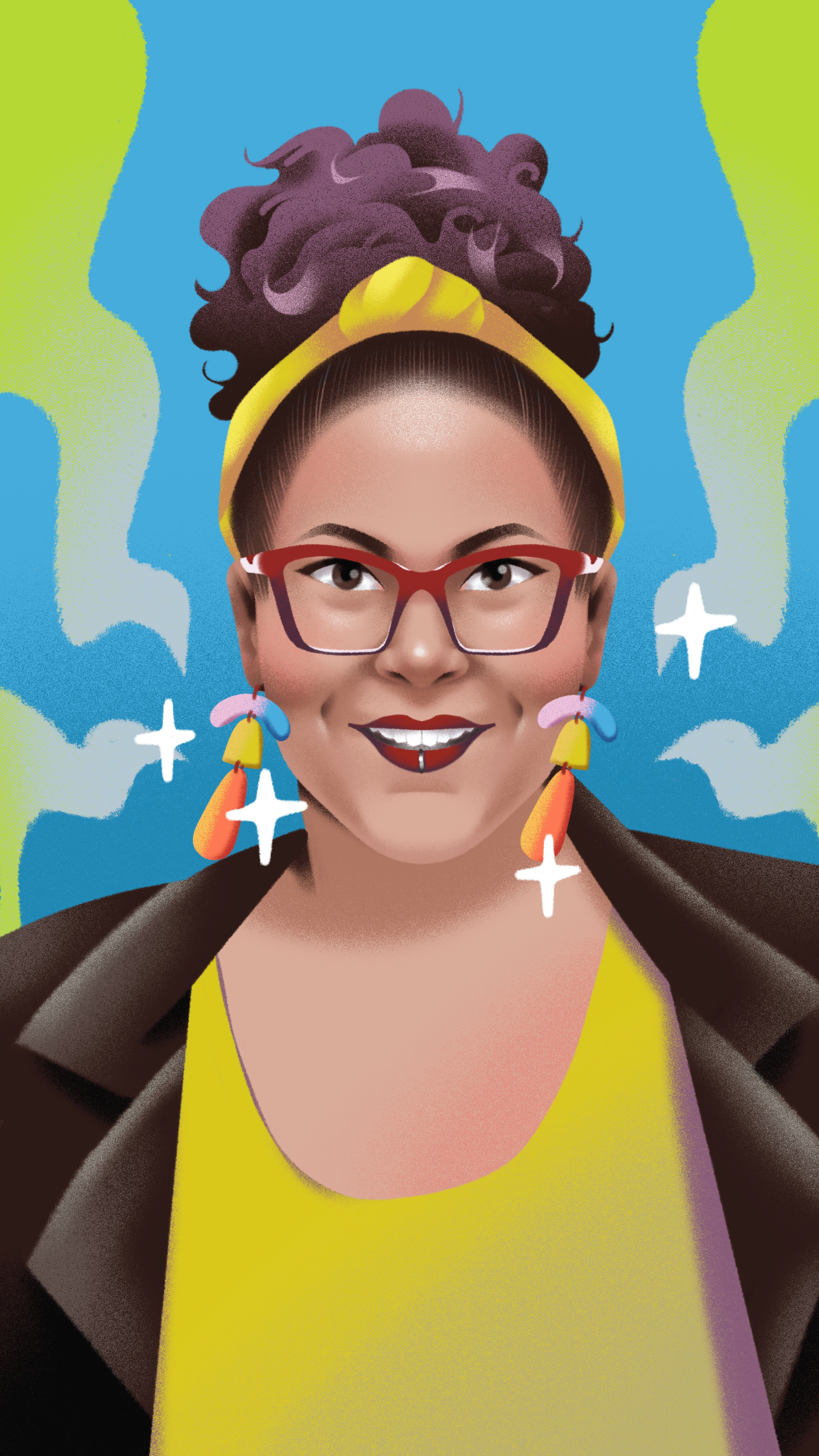 Portrait for International Women's Day 01 cute earrings glasses illustration portrait procreate shine texture woman