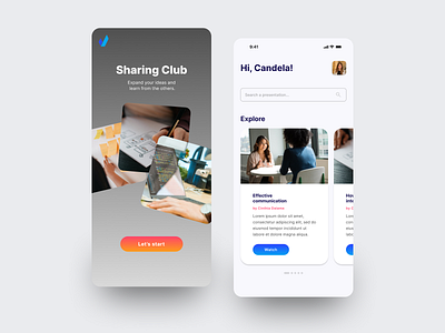 Sharing Club App ui