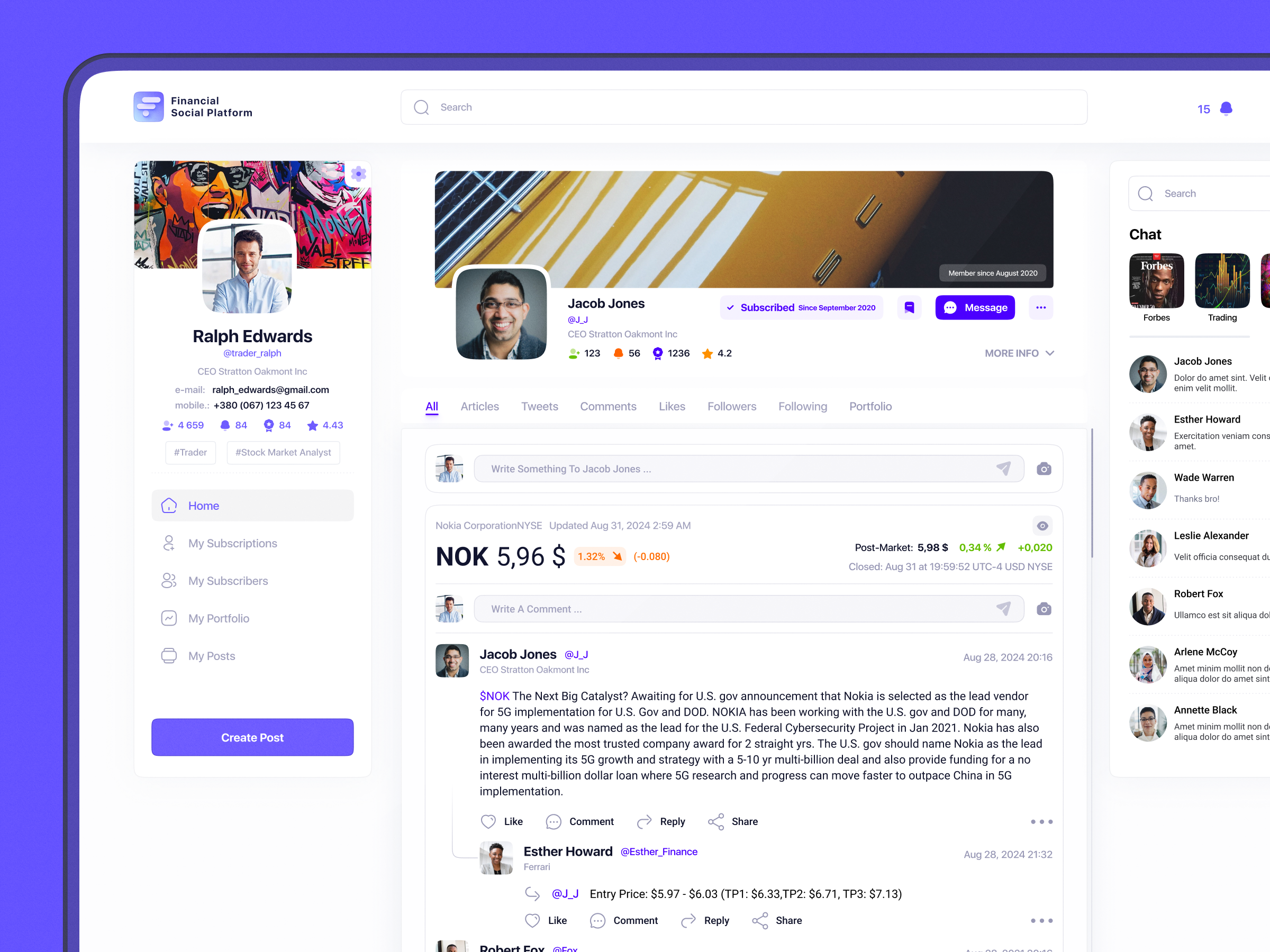 Financial Social Platform app design application crypto finance financial app fintech interface investment market money product saas social platform stock market trading user interface ux ui uxui web web app