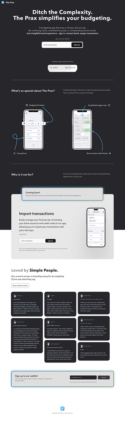 Landing Page app design finance finance app fintech landing page waitlist website website design