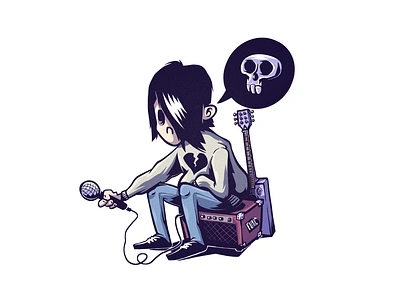 Sorrow cartoon character character design emo music procreate sadness skull