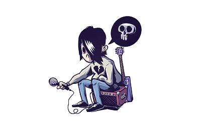 Sorrow cartoon character character design emo music procreate sadness skull