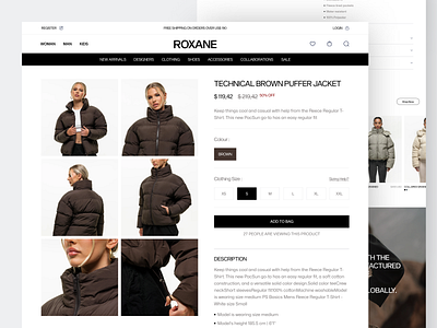 Roxane - Ecommerce Detail Page clean clear design detail detail page ecommerce ecommerce website fashion landing page online store shop shopify ui website