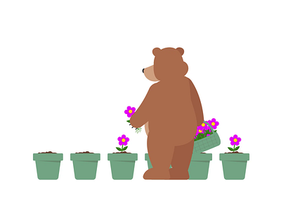 Bear Gardening animal bear lottie spring svg animation