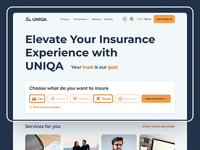 UNIQA redesign of the insurance company website calculator design inspiration insurance company landing page redesign ui ui design ux visual design web design website