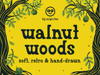 Walnut Woods - Hand-Drawn Font branding font illustration retro soft storybook type typography vintage walnut