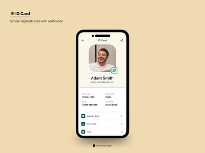 Digital ID Card app branding card cta design digital expiry figma help id menus mobile qr code share typography ui validate verified