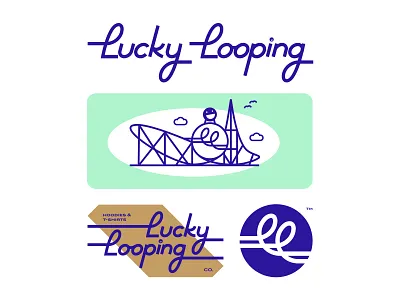 for Roller coaster fans branding identity illustration l lettering line line illustration ll logo monogram retro roller coaster