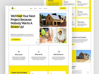 Construction Website - Landing Page branding construction website design design trends graphic design hero section illustration landing design landing page logo typography ui ui design ux web design