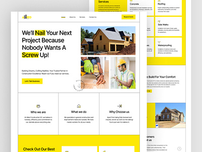 Construction Website - Landing Page branding construction website design design trends graphic design hero section illustration landing design landing page logo typography ui ui design ux web design