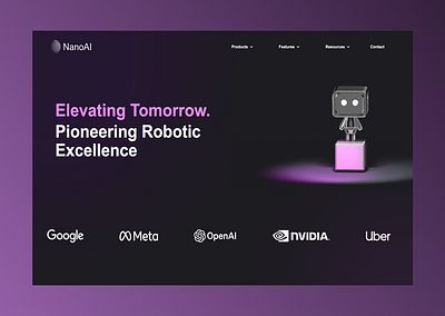 Revolutionising robotics: Introducing nanoAI a website concept🤖 3d branding concept design figma logo spline ui ux webdesign webflow