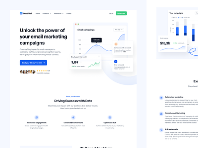 Good Mail - Email Marketing Landing Page app design crm crm tool dashboard email marketing figma landing page saas ui design uiux ux design web design