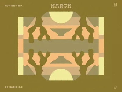 Monthly Mix: March abstract album cover arizona cactus cosmic desertwave desert illustration mirrored mountains new mexico playlist prickly pear reflecting spotify sunset texas western