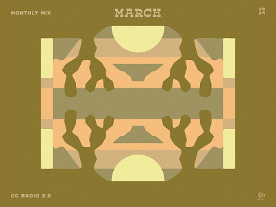 Monthly Mix: March abstract album cover arizona cactus cosmic desertwave desert illustration mirrored mountains new mexico playlist prickly pear reflecting spotify sunset texas western