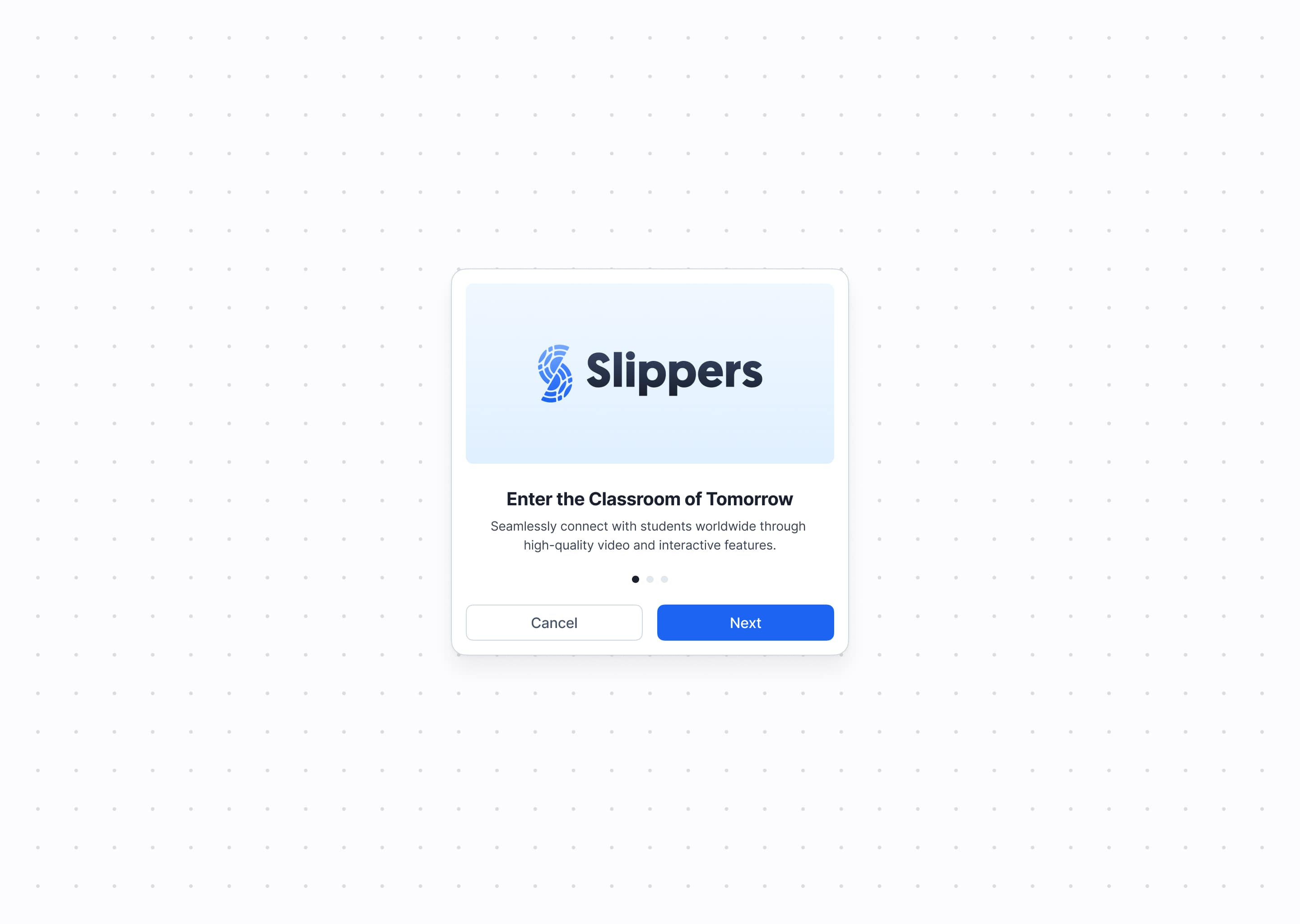Slippers Modal app bordeaux branding clean conferencing figma french designer interface design modal simple ui video web