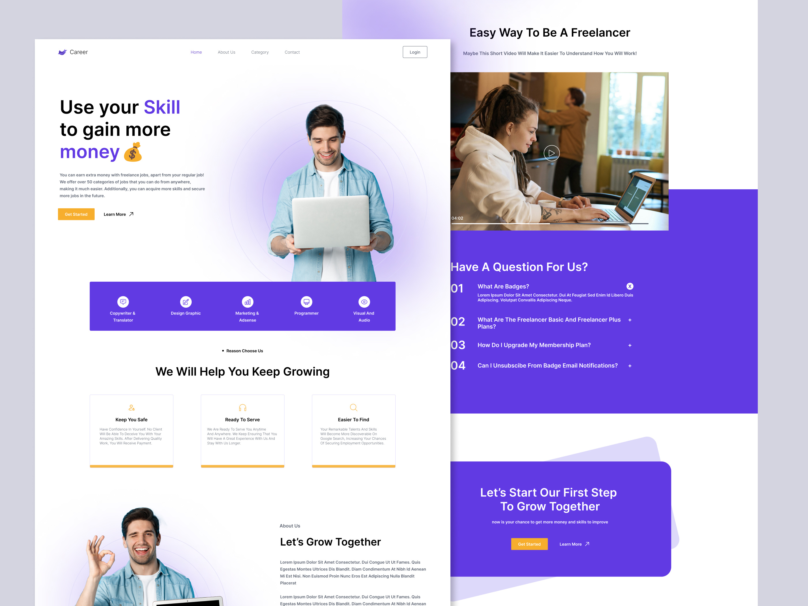 Example of Career • Freelance Job Finder Website