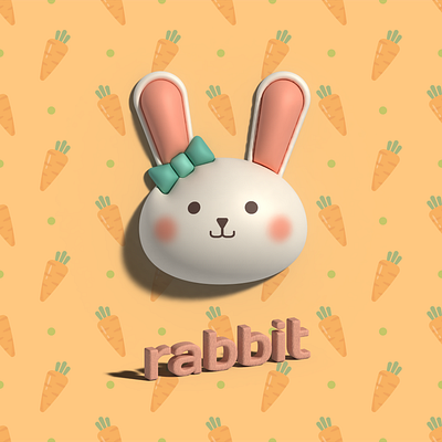 01 - Rabbit 3d adı branding design designs illustration vector vector illustration