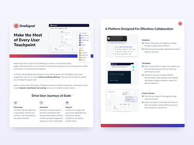 User Journeys One Pager Refresh customer engagement design journeys messaging one pager onesignal