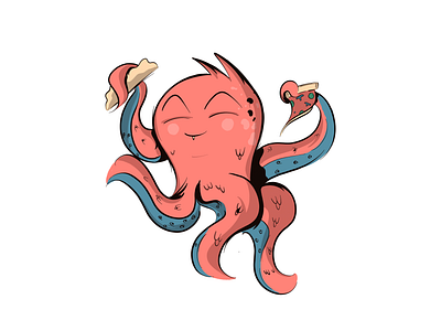 Pizza Pete Octopus animals artwork branding colors comics cool design digitalart drawingart food illustration illustrator motion graphics