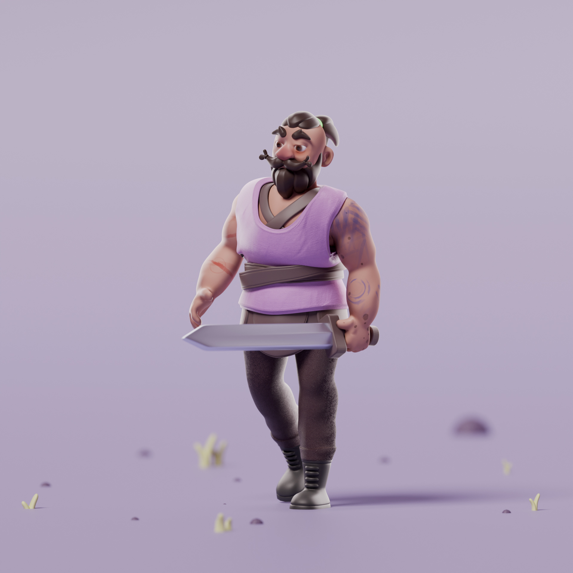 Beto beard character character design lowpoly sword viking warrior