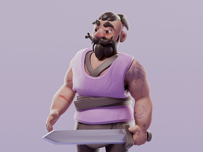 Beto beard character character design lowpoly sword viking warrior