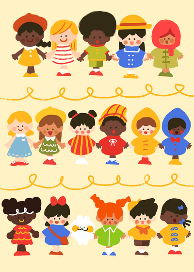 Colorful Kids of the World cute cute art design illustration vector