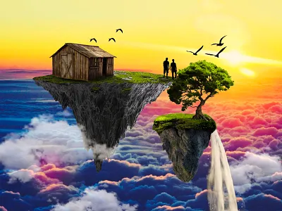 Floating Island 3 art floating rock graphic design island nature