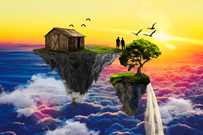 Floating Island 3 art floating rock graphic design island nature