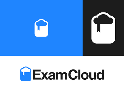ExamCloud logo book bookmark branding cloud design education exam icon illustration logo sebm test vector