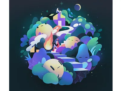 Garden abstract cartoon character concept design illustration zutto