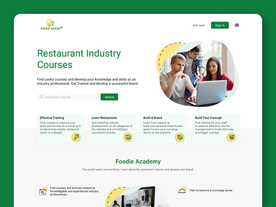 Restaurant Industry - Landing page courses design food landing page minimal modern restaurant ui ui design uidesign uiux user interface webdesign website concept
