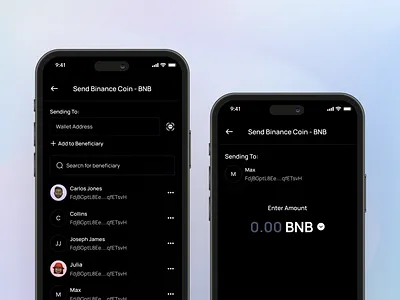 Send Crypto for Peniwallet App app design bitcoin crypto fintech mobile app ui design web 3