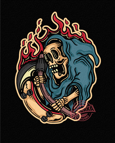 Grim Reaper Artwork cartoon clothing brand graphic design grim illustration reaper scary skull tshirt design vector