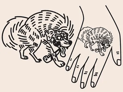 Golden Minhwa animal character dog hand illustration illustrator ink line minimal mono outline simple tattoo tiger vector
