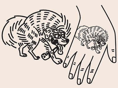 Golden Minhwa animal character dog hand illustration illustrator ink line minimal mono outline simple tattoo tiger vector