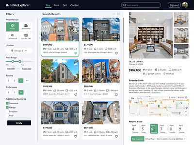 Real estate website concept mockup product design real estate ui ux