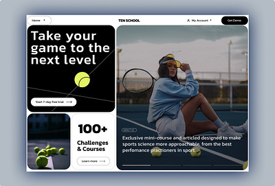 Start screen | Mini course design graphic designer tennis typography ui ux