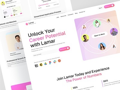 Lamar - Job Portal Landing Page clean freelance landing page hiring job job application job board job finder job finder landing page job listing job portal job portal landing page job search job seeker job web design landing page linkedin web web design website website design