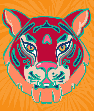 Tiger Eyes colorful digital procreate tiger