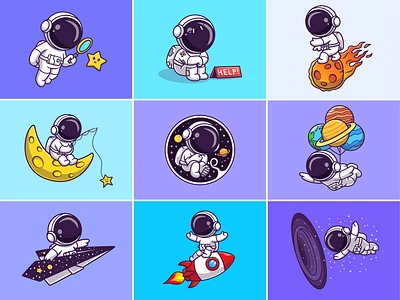 Astronaut Collection🧑🏻‍🚀 astroman astronaut balloon boy character cute galaxy helmet icon illustration logo moon plane planet rocket sky space space hole star