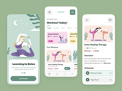 Yoga App Design exercise gym ui workout workout program yoga